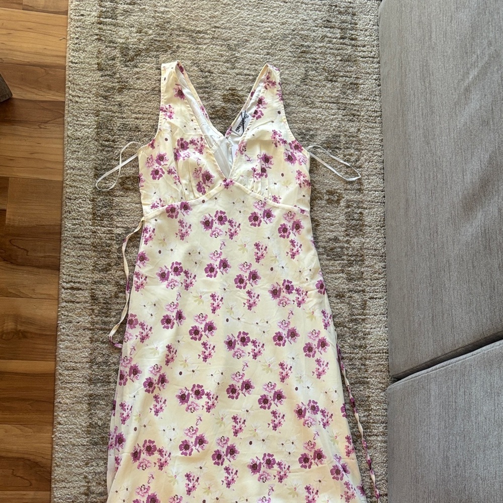 Princess Polly Nellie Floral Pink and Cream Midi dress